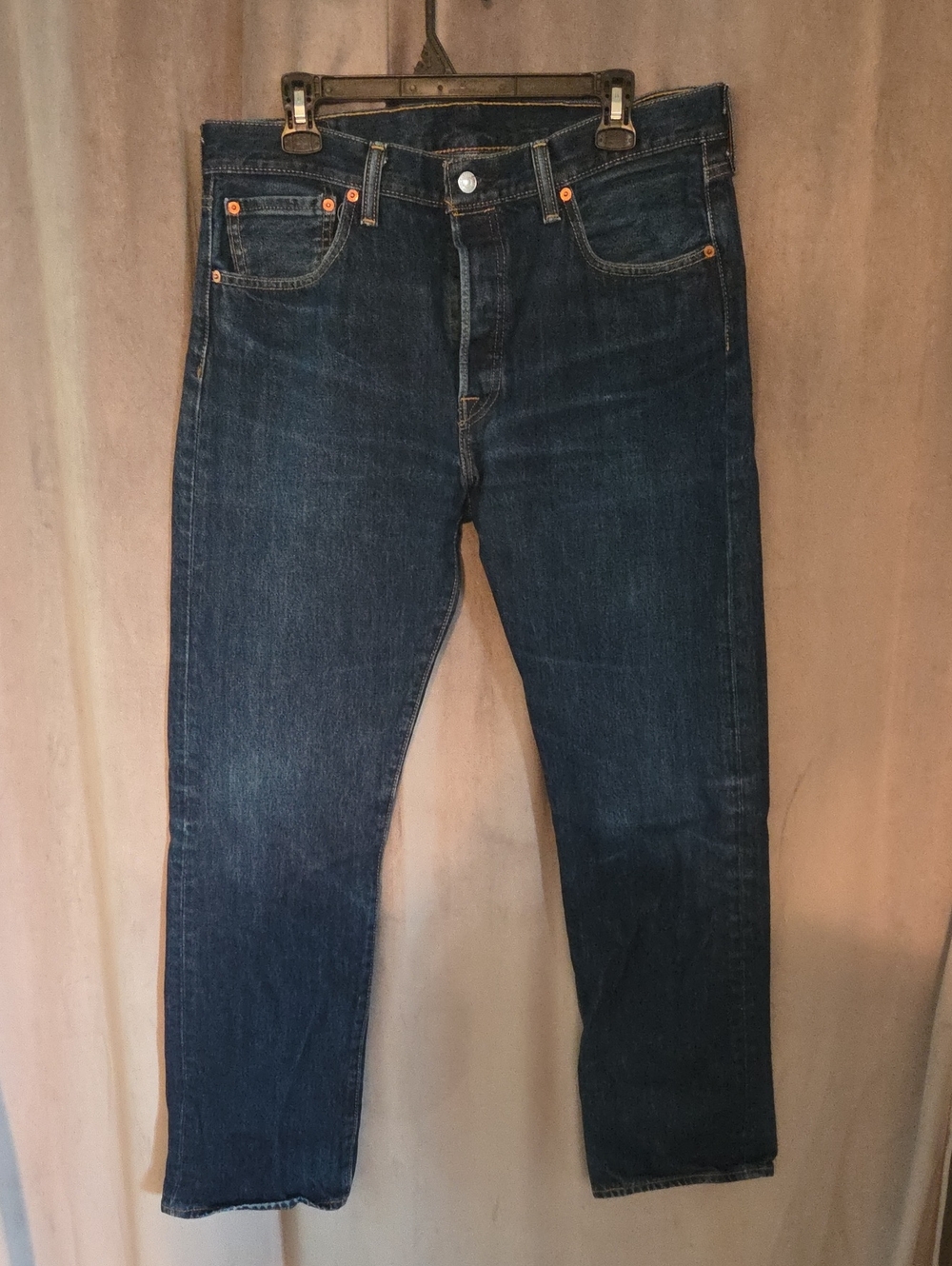 Levi's Men's Size 34 Straight Jeans in Dark Blue Denim